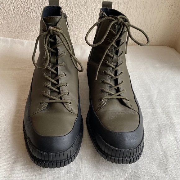 Men's Camper Pix olive and black lace up ankle boots with zipper Size 11/ EU 45 - Picture 1 of 13